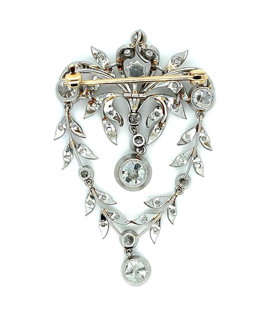 Bella Epoque 1.40ct CD Platinum Pendant (Antique 1900s) 1.75ct (Three SD) 1.60ct