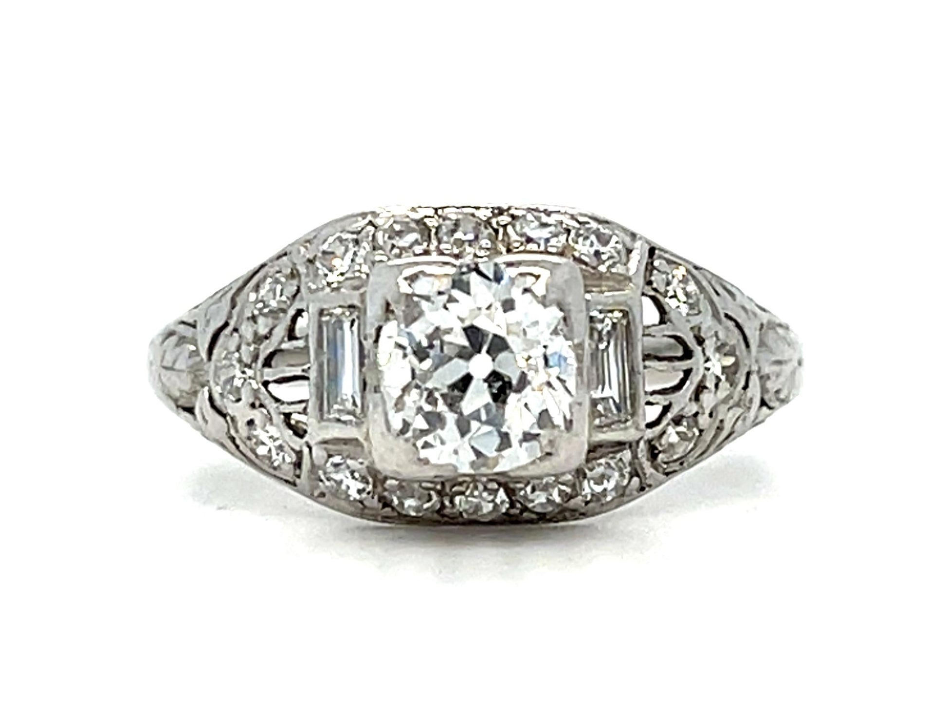 PL Diamond Art Deco Ring 3.6gr 0.70ct(dia) Old Miner Circa 1920s ESTATE  Size 6