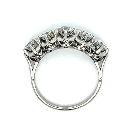 1.35ct Diamonds Platinum Handmade Five Stone Ring (Vintage 1940s) 4.60g