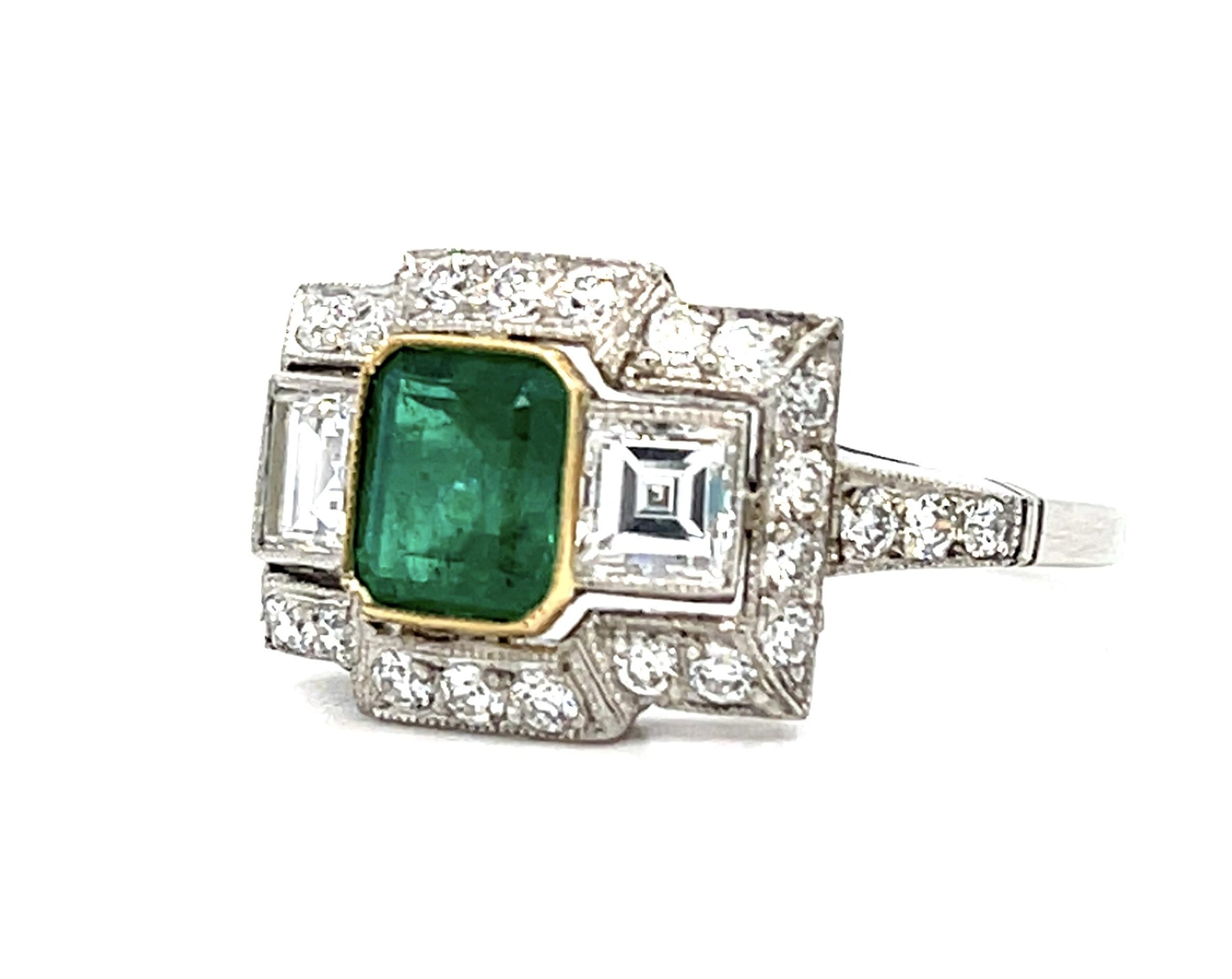 1ct Colombian Emerald (No Cert) .80ct (Emerald Cut Diamonds) .80ct SD Platinum R