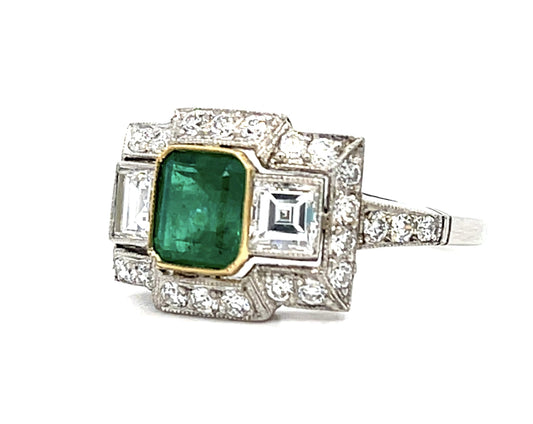 1ct Colombian Emerald (No Cert) .80ct (Emerald Cut Diamonds) .80ct SD Platinum R
