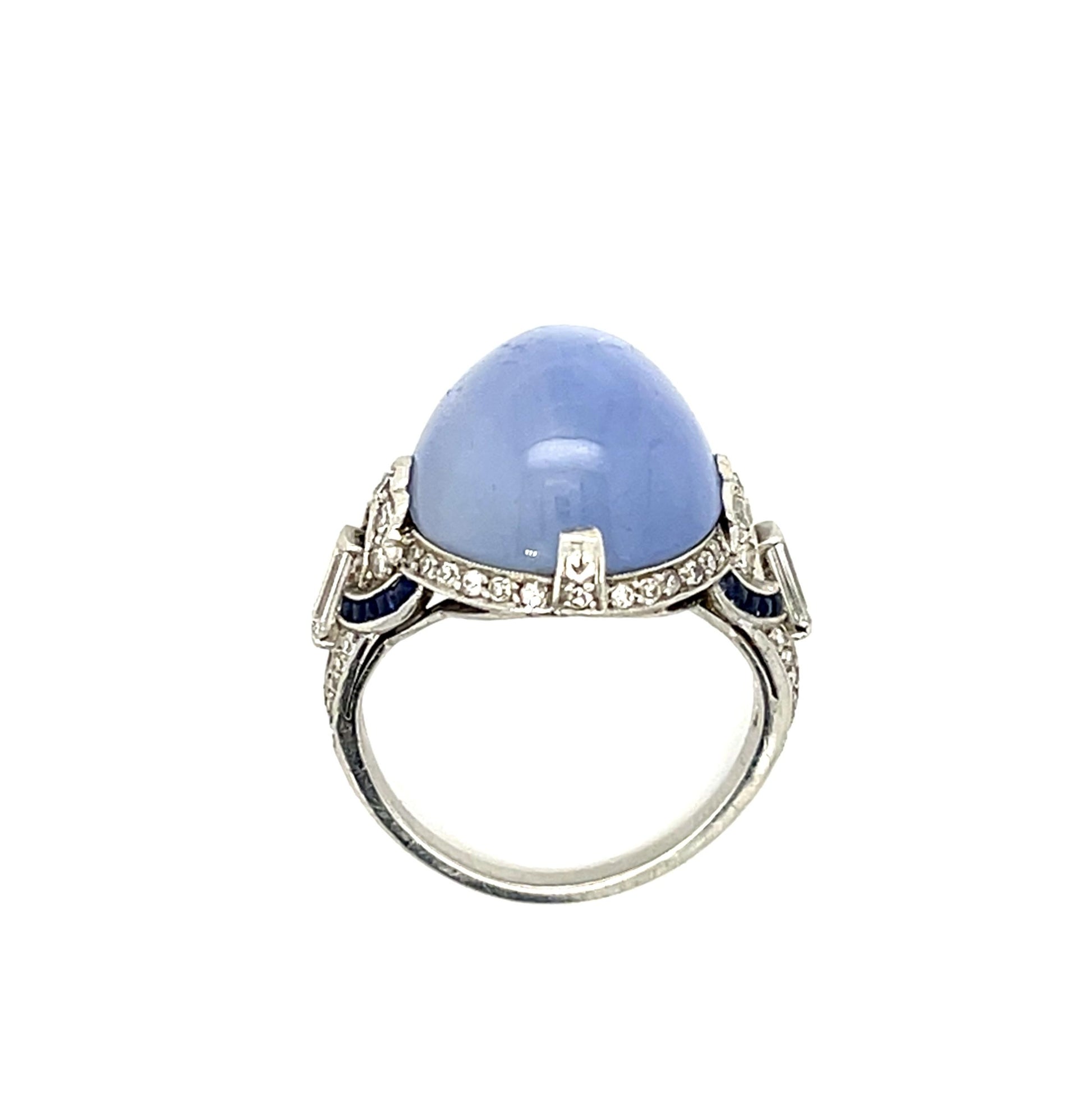 Original Art Deco 20ct Cabochon Star Sapphire Platinum Antique Ring (c 1920s)