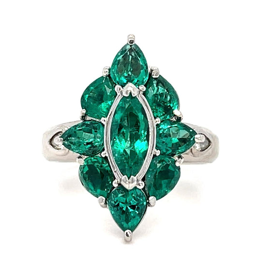 2.85ct Emerald (Exact) .12ct Diamond Platinum Ring 7 Size 9.33g