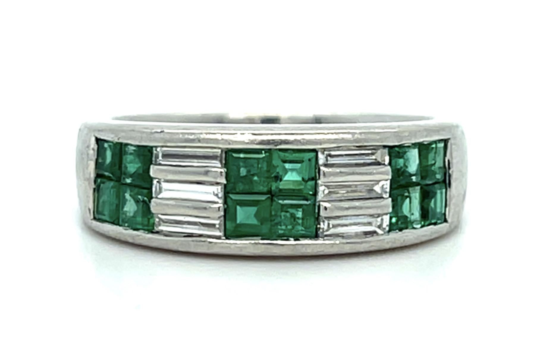 .58ct Emerald .22ct Diamond Platinum Band 8.50g 5.50 Size