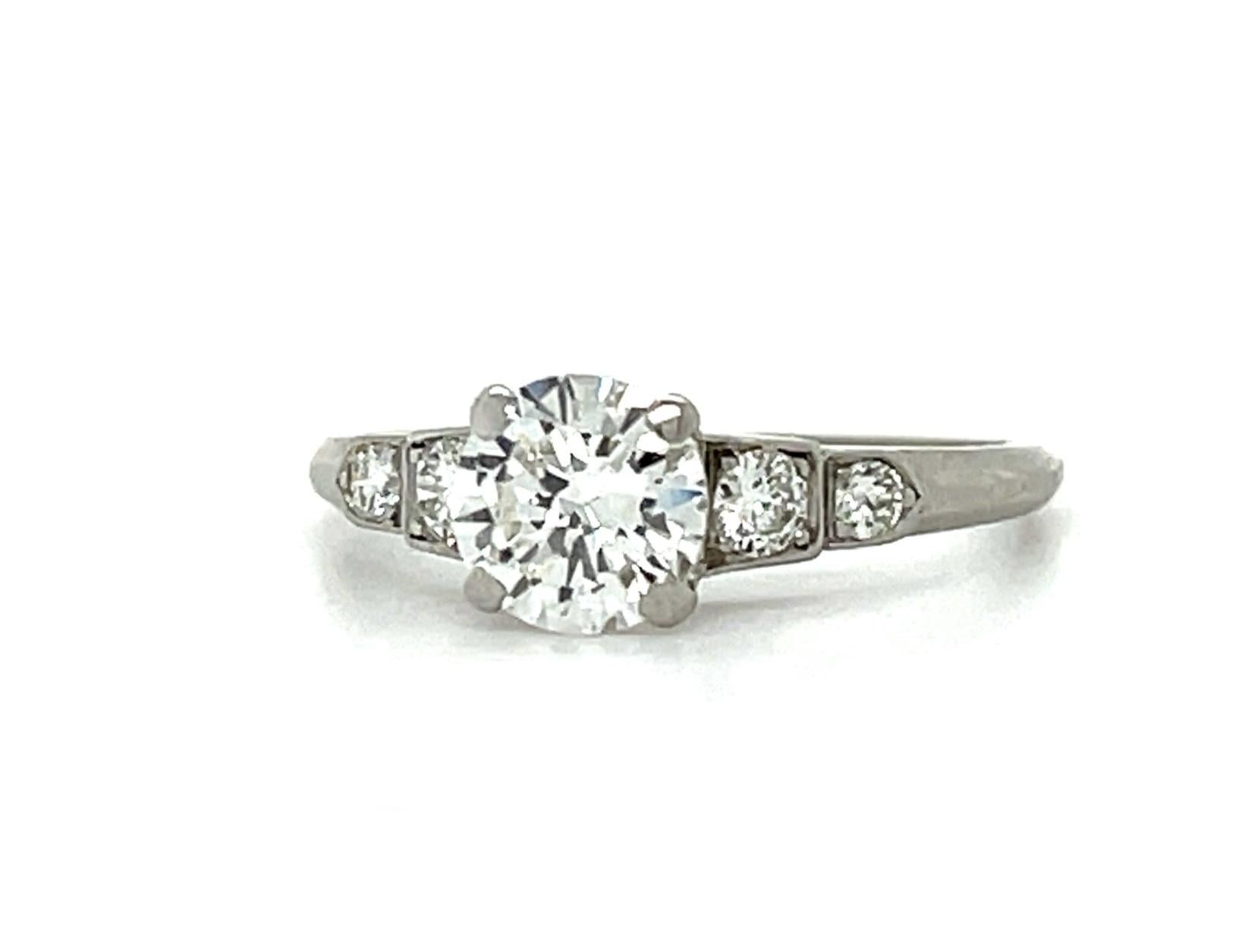 Original .78ct Center Diamond (approx) Platinum Vintage Ring (c 1950s) .16ct SD