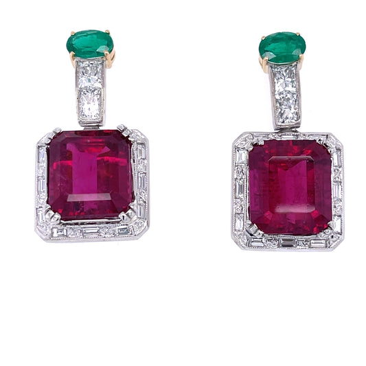 Tourmaline and Emerald Earrings