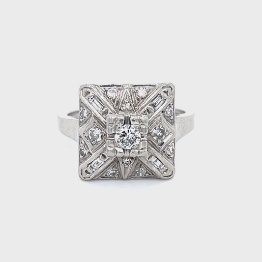 .50ct Diamond Platinum Vintage Art Deco Ring (Circa 1930s) 8 grams | Size 7