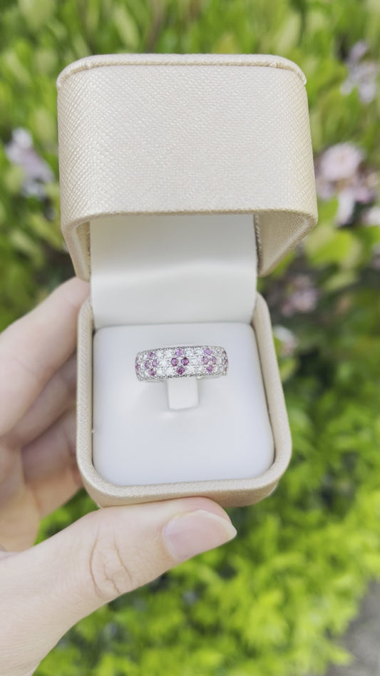 .65ct Diamond .75ct Pink Sapphire Platinum Band