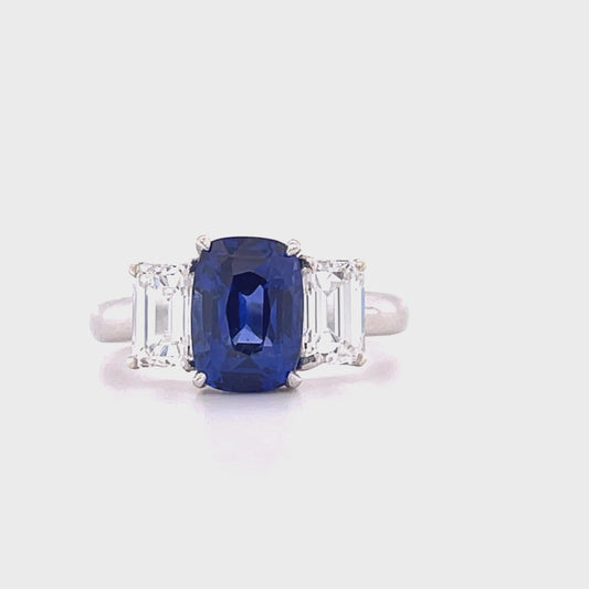 GIA Sapphire 2.42ct and GIA F VVS1 Diamond Ring