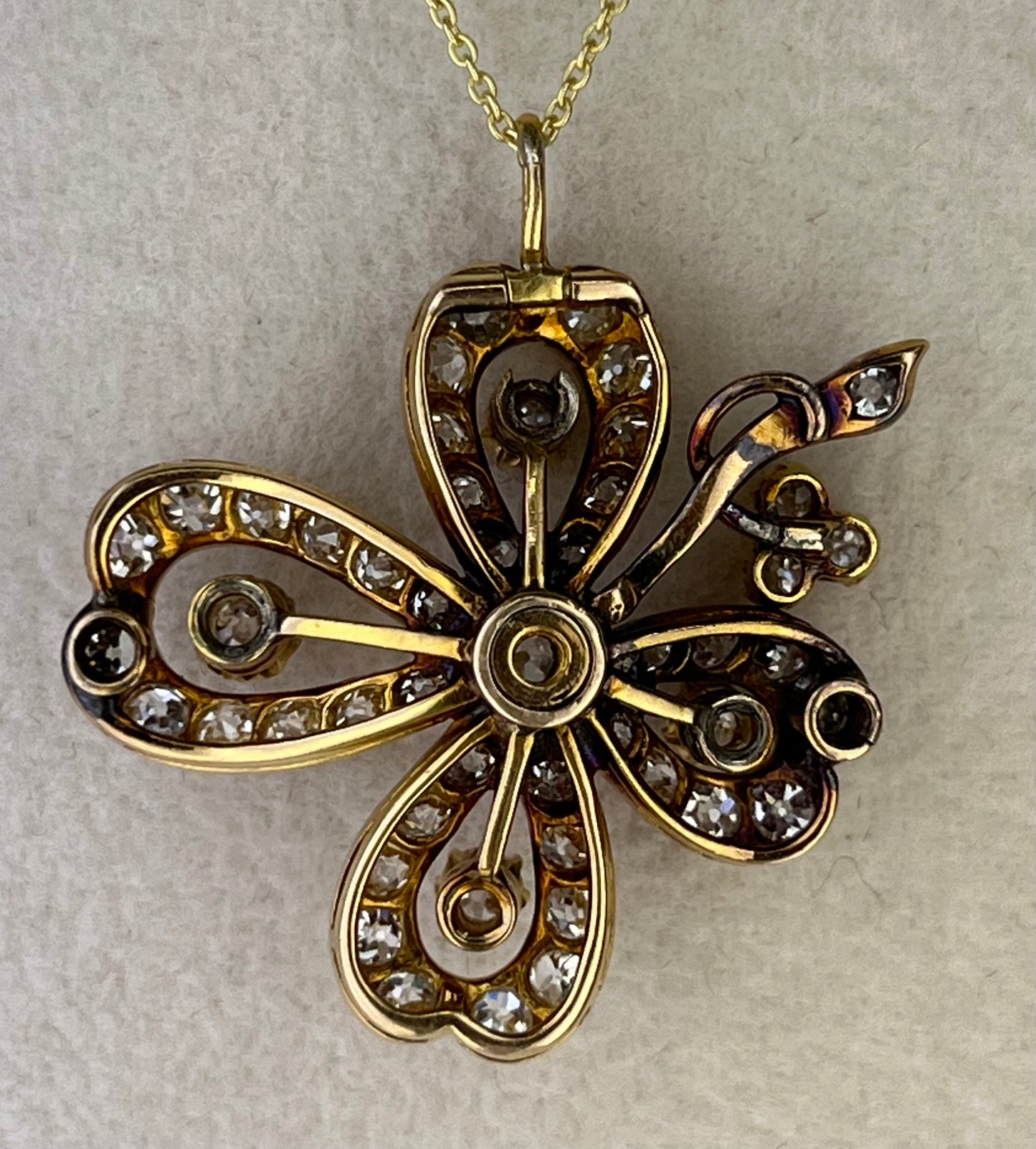 Victorian Diamond Four Leaf Clover Antique Pendant
