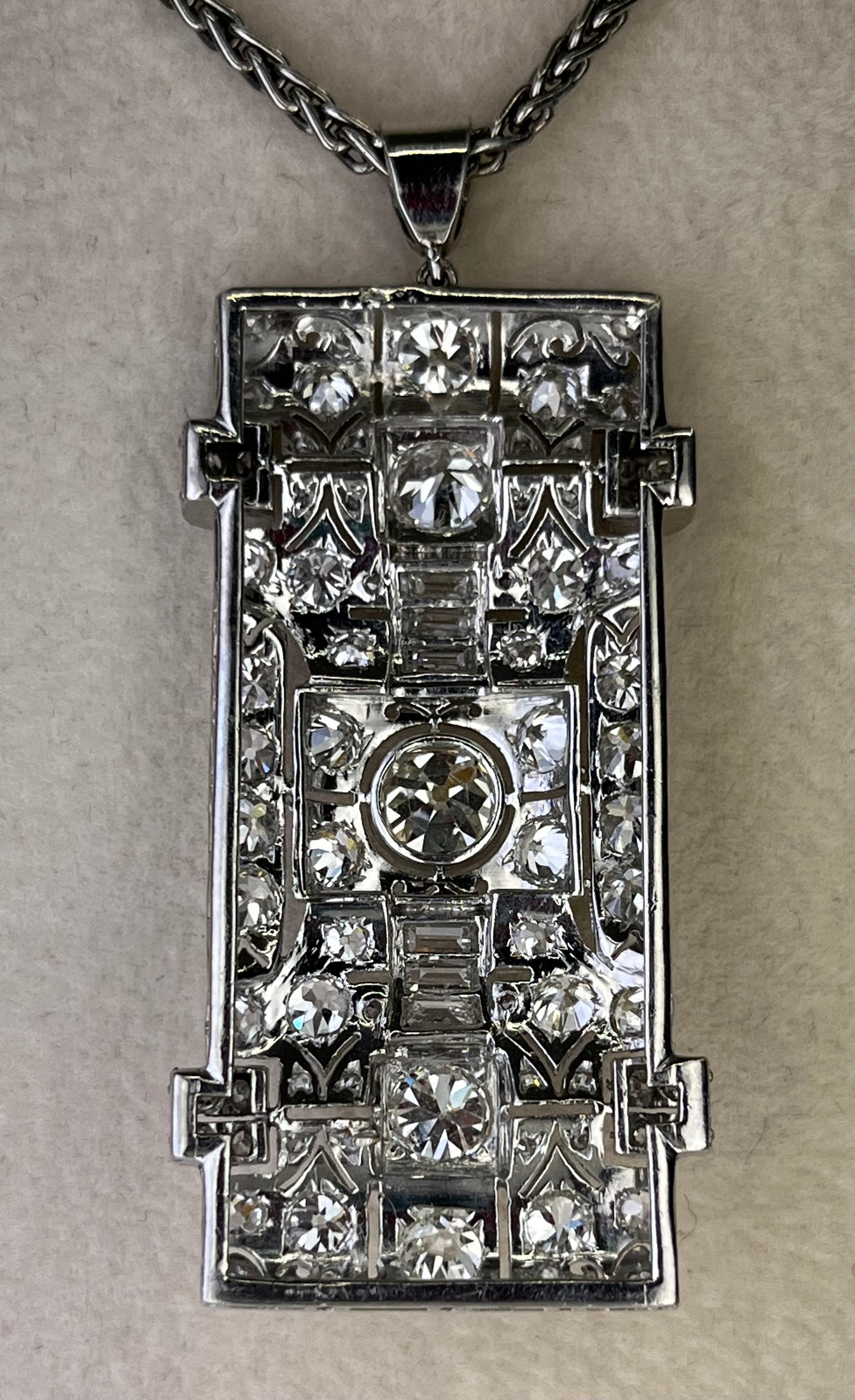 Art Deco Platinum Diamond .85ct Pendant