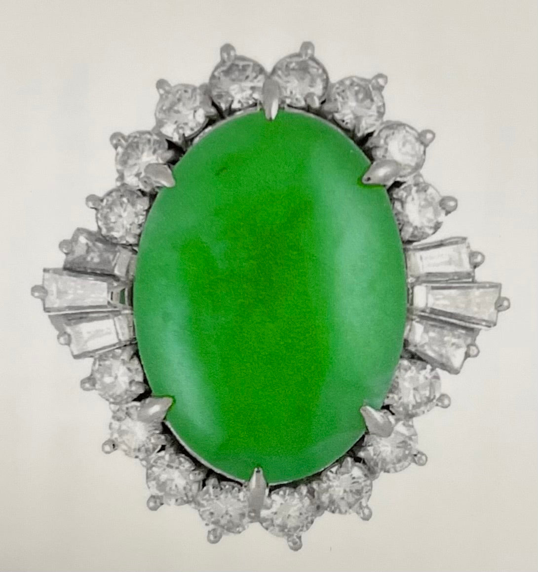 GIA A Jade 6.46ct and Diamond 1.20ct Ring