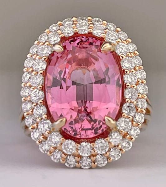 GIA Spinel 7.47ct and Diamond Ring