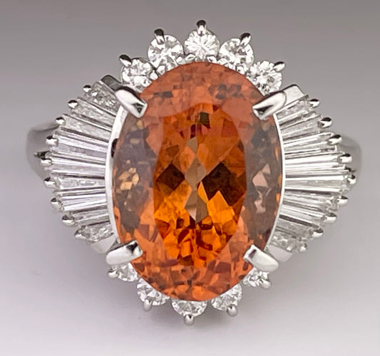GIA Imperial Topaz 6.02ct and Diamond Ring