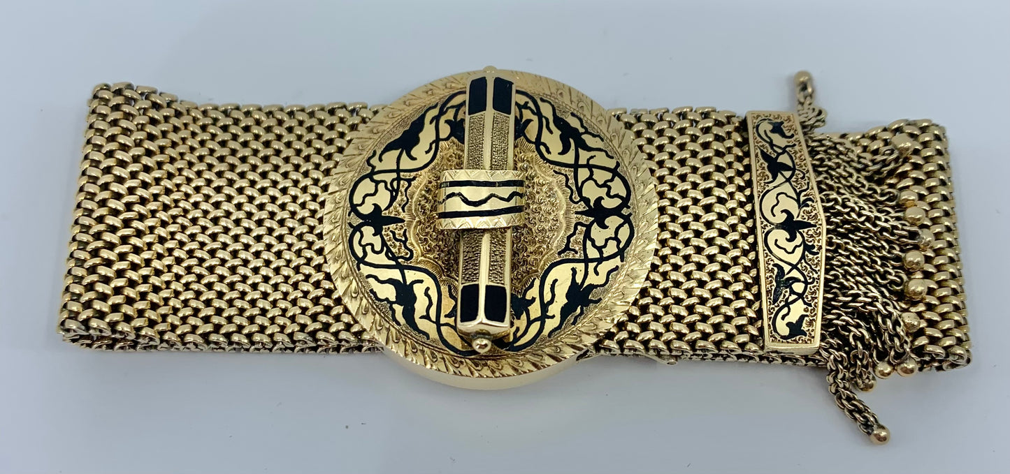 14K Victorian Era Mesh and Tassel Bracelet