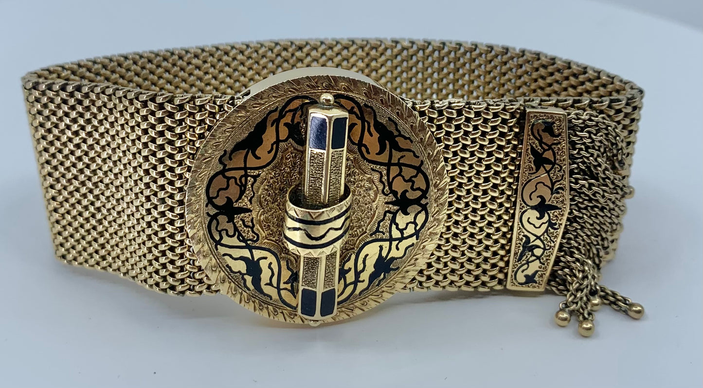 14K Victorian Era Mesh and Tassel Bracelet