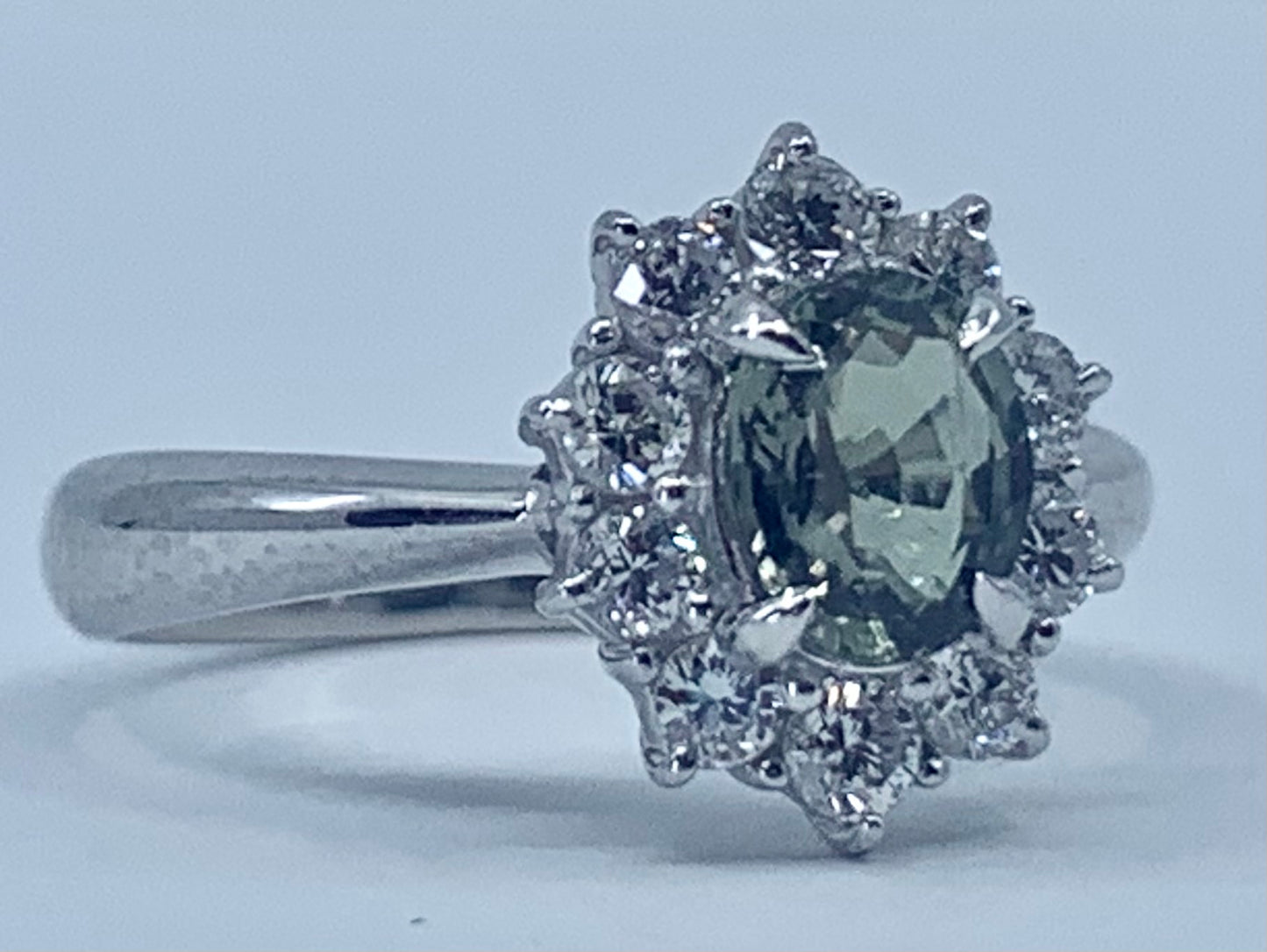 Platinum Alexandrite .80ct and Diamond Ring