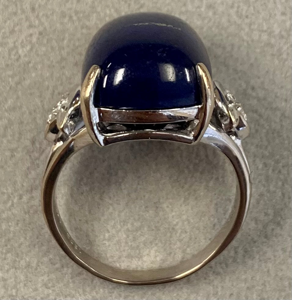 18KW Lapis Lazuli 13.72ct and Diamond Ring