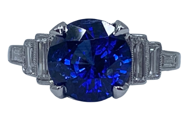 Art Deco Sapphire 3ct and Diamond Ring