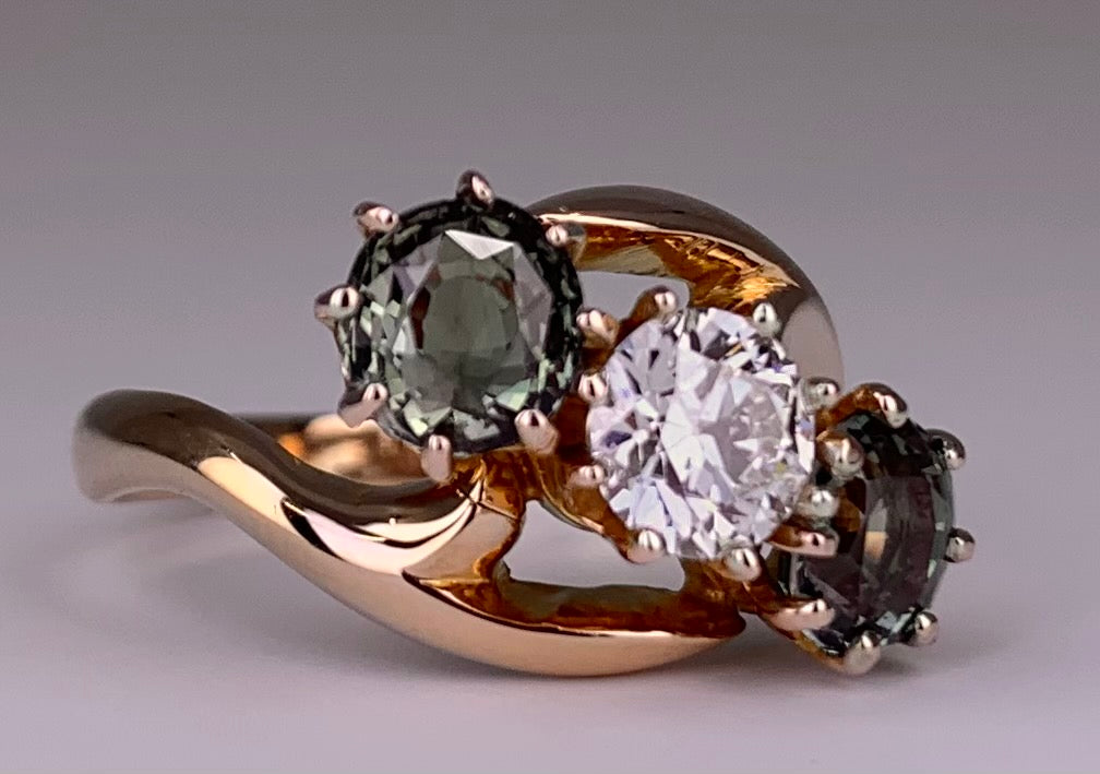 GIA Victorian Diamond .56ct and Alexandrite Ring