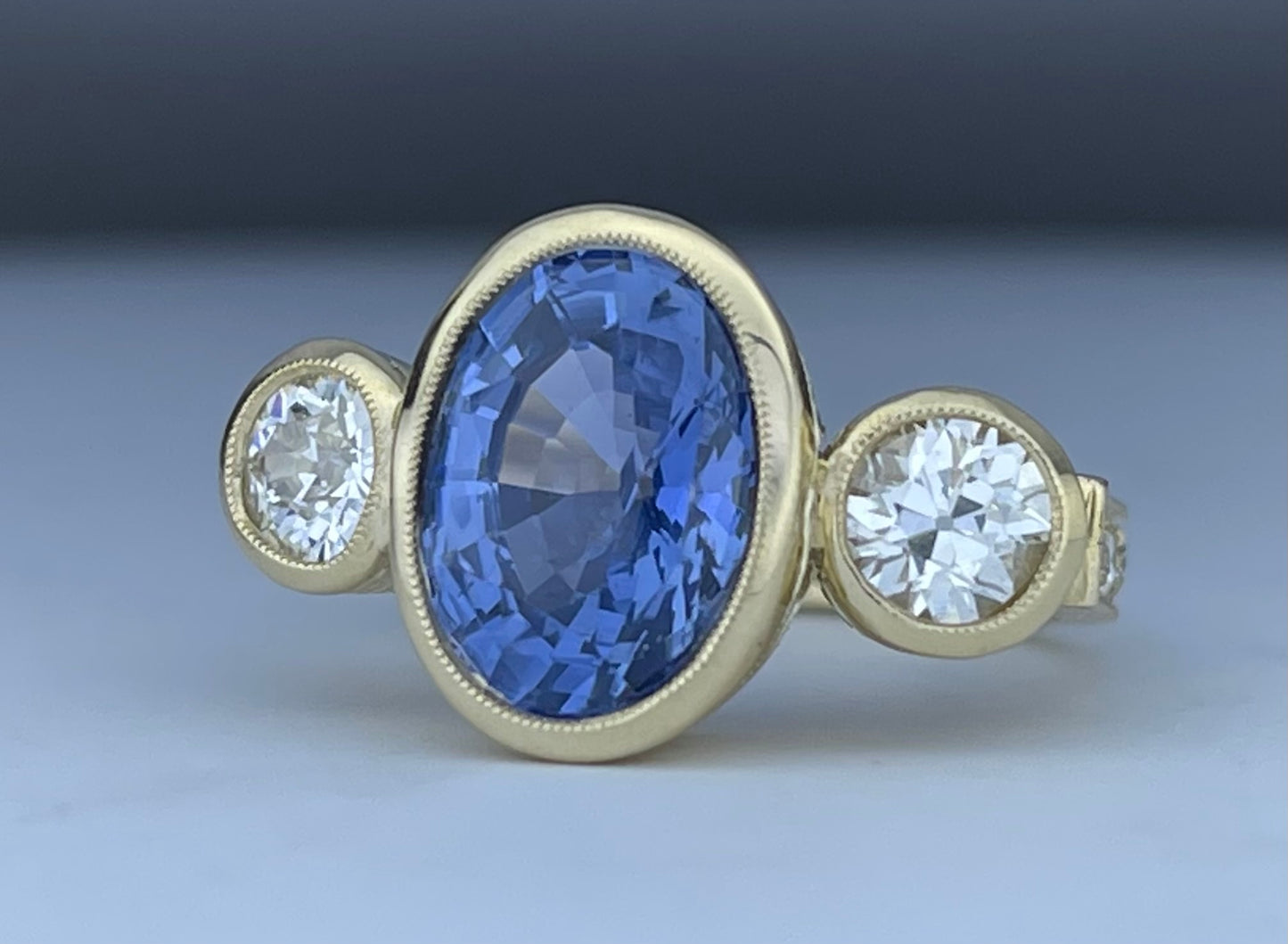 GIA No Heat Sapphire 4.59ct and Diamond Ring