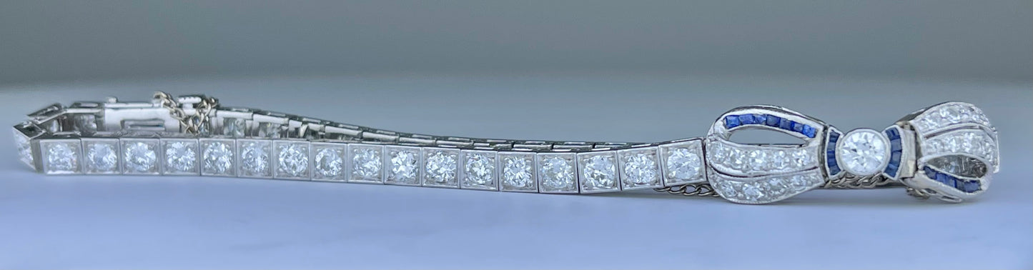 Black Starr & Frost Art Deco Diamond Bowtie Antique Bracelet