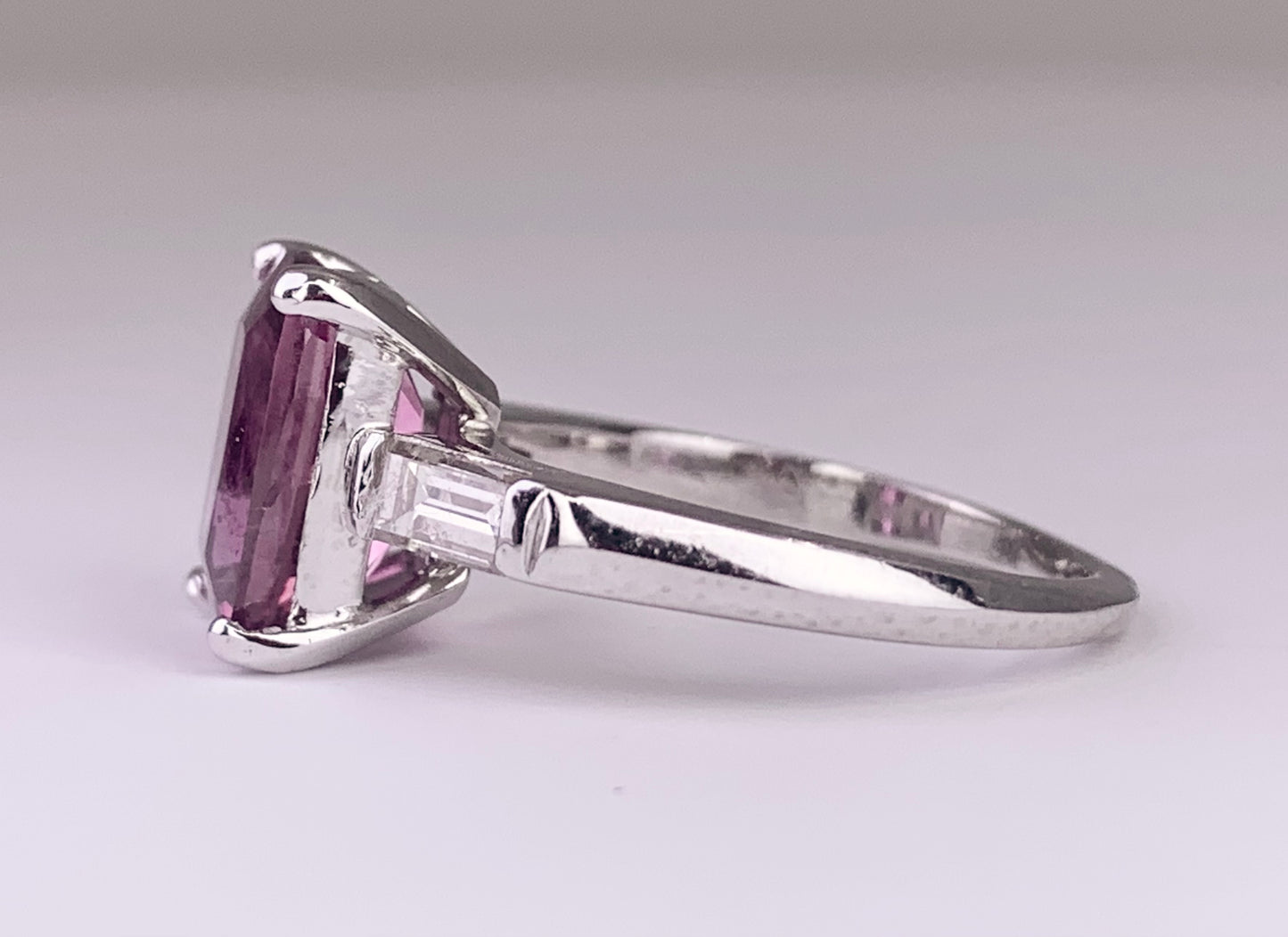 Platinum Pink Sapphire 3.67ct and Diamond Ring