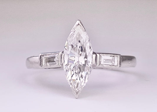 1950s Marquise Diamond .75ct Ring