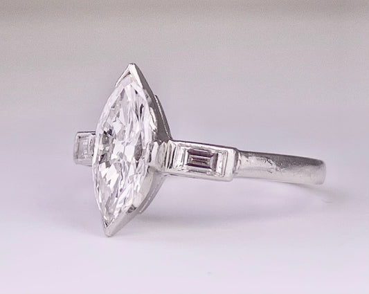 1950s Marquise Diamond .75ct Ring