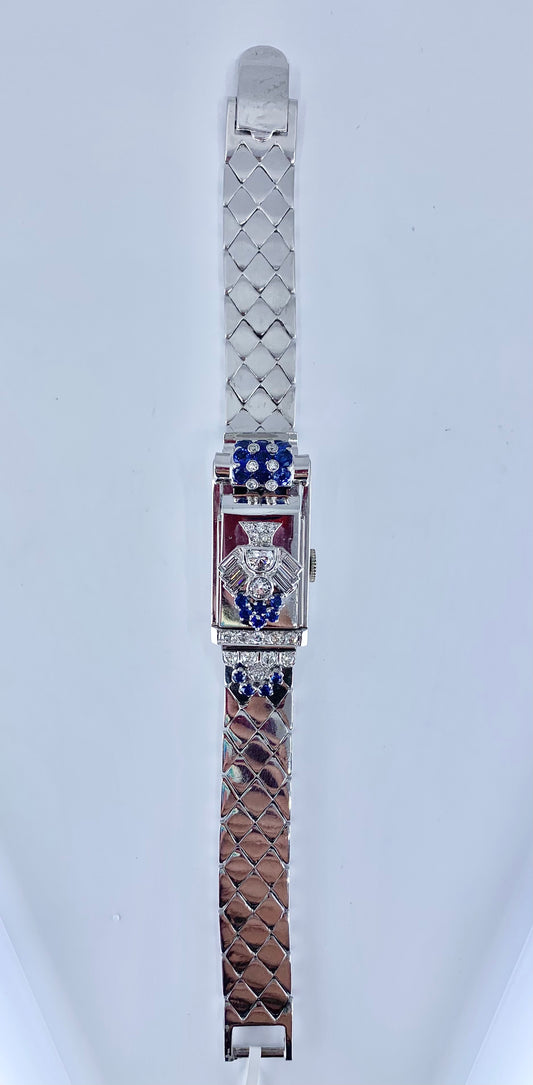 Designer Retro Diamond and Sapphire Watch