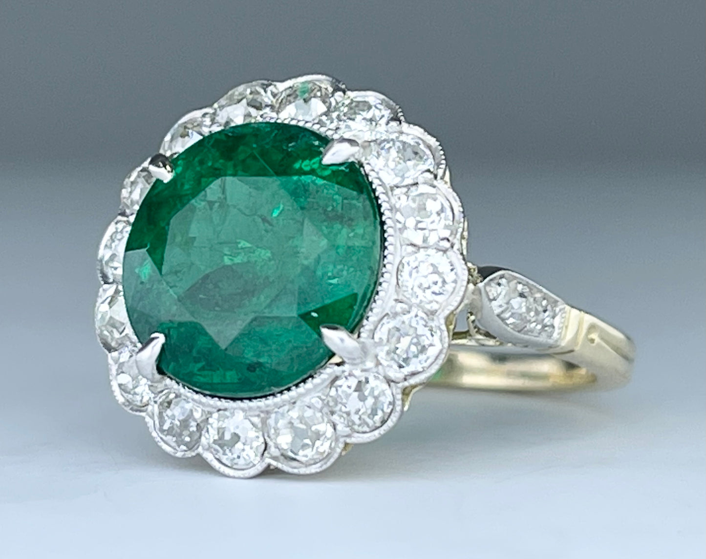 GIA Emerald 4.93ct & Diamond Ring