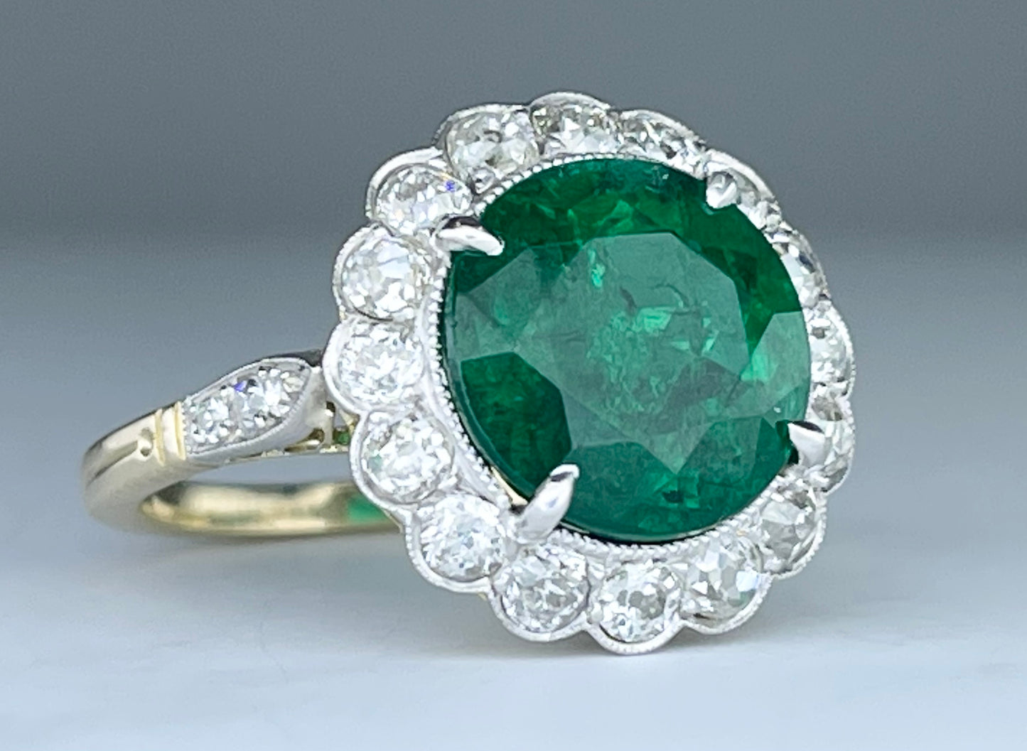 GIA Emerald 4.93ct & Diamond Ring