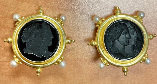 18K Venetian Glass Intaglio Earrings