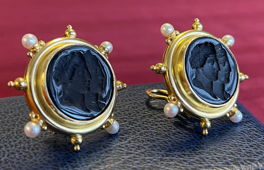 18K Venetian Glass Intaglio Earrings