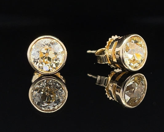 SOLD 14KY Old European Cut Diamond Stud Earrings