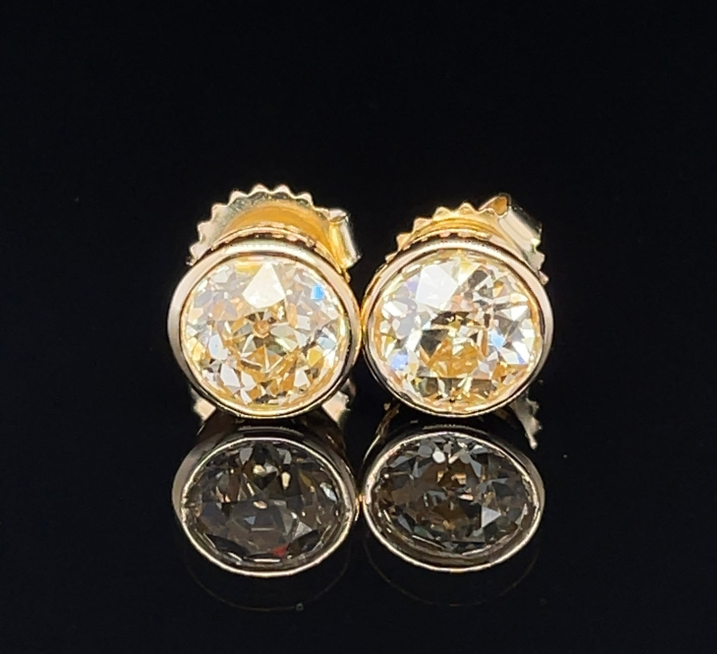 SOLD 14KY Old European Cut Diamond Stud Earrings