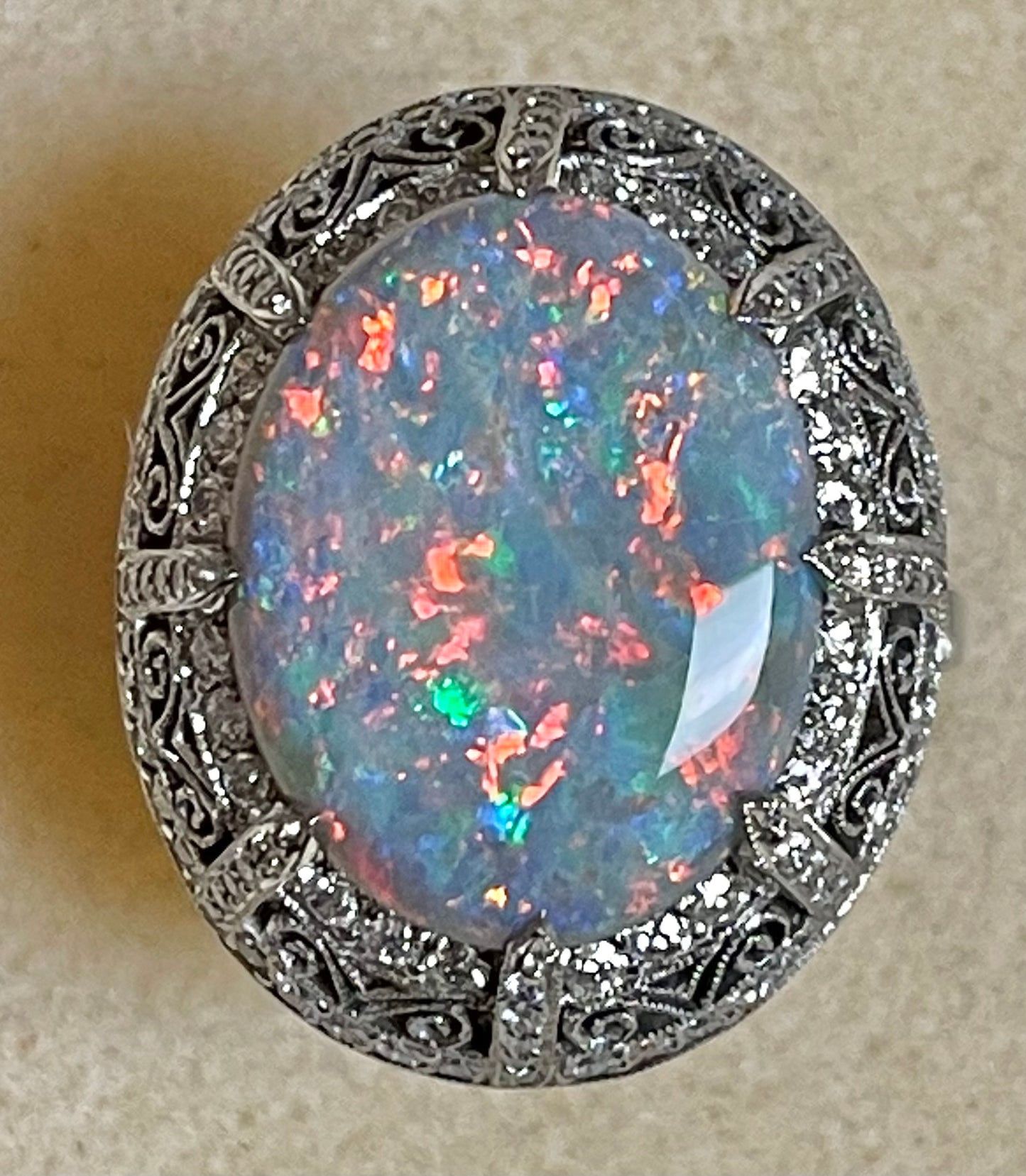 Australian Lightning Ridge Opal 6.87ct Ring