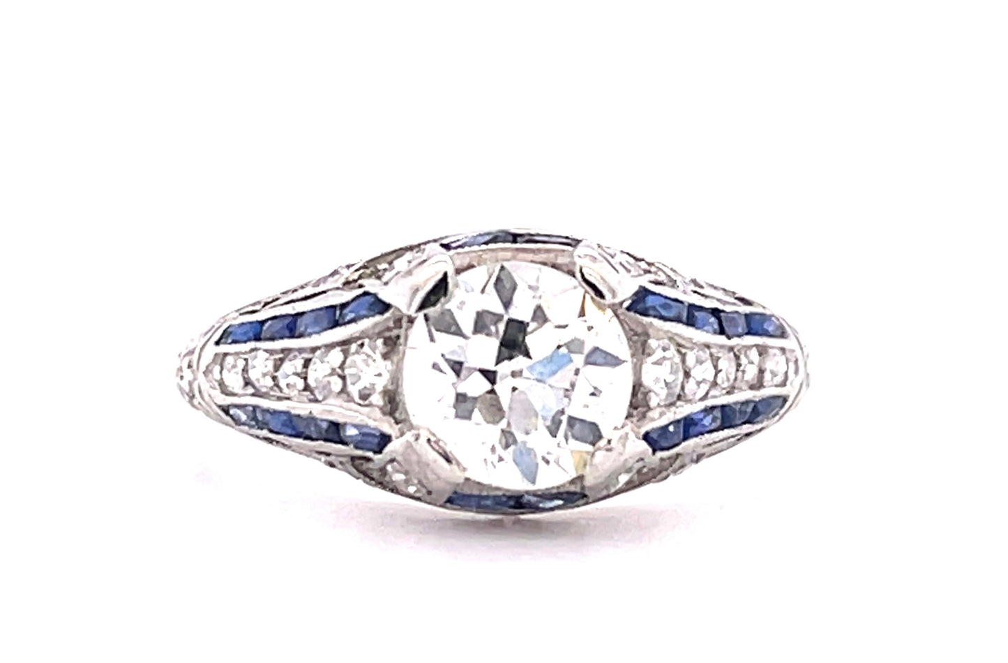 GIA F SI1 Diamond .95ct Art Deco Ring