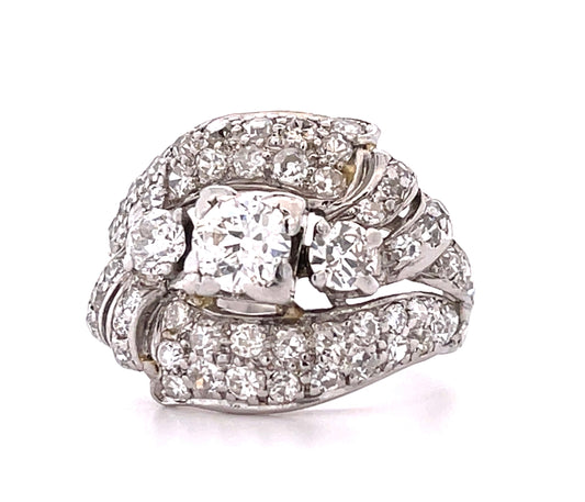 Platinum Diamond Art Deco Ring