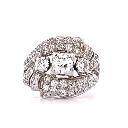 Platinum Diamond Art Deco Ring