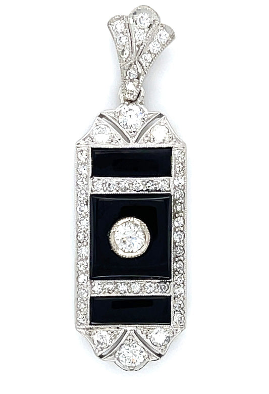 Art Deco Diamond and Onyx Pendant