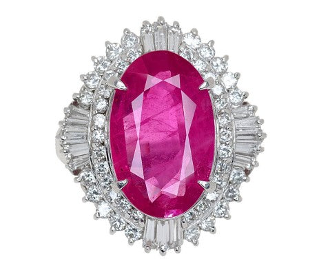 GIA Pink Sapphire 4.64ct and Diamond Ring