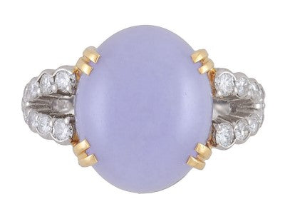 GIA Purple Jade 17.78ct and Diamond Ring