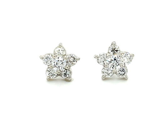1.36ct Diamond 14KW Star Stud Earrings