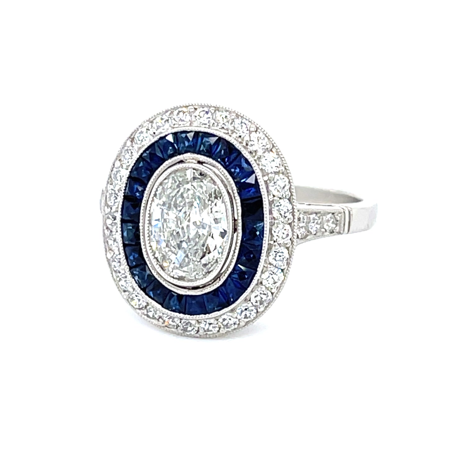 .90ct Oval Diamond & Sapphire Ring