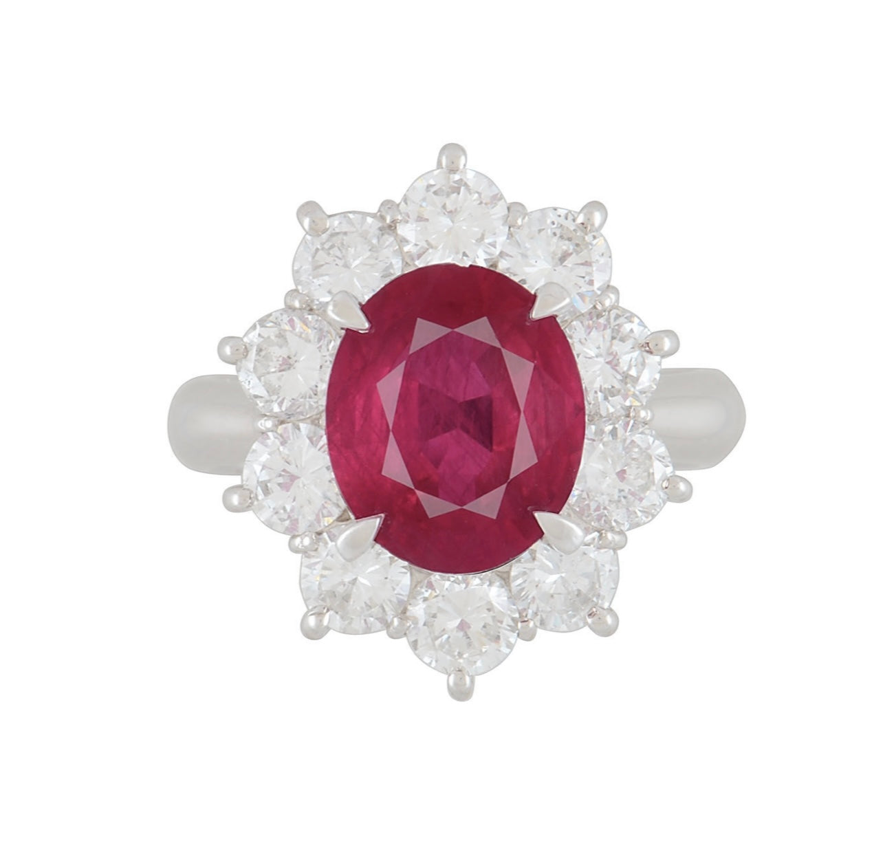 4.03ct GIA Vietnam Minor Heat Red Ruby 2ct Diamond Ring