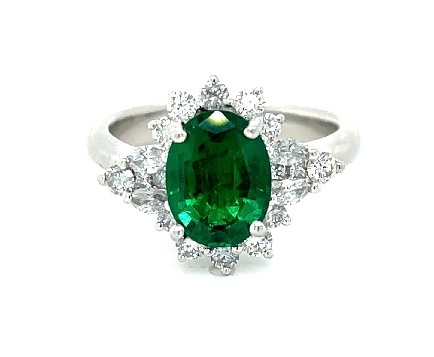 2.64ct GIA Zambian F1 Emerald 1.10ct Diamond Platinum Ring