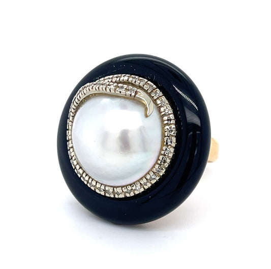 Mabe Pearl Erte Designer Ring