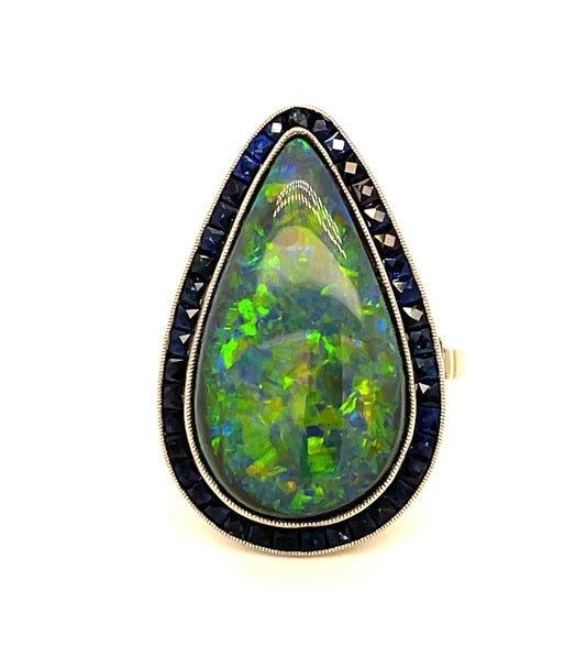 9.04ct Australian Opal & Sapphire Ring