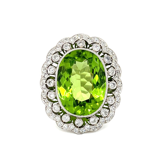 9.06ct Peridot & Diamond Ring